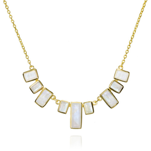 Collar skyline con espectrolita en plata de ley bañada en oro 18k