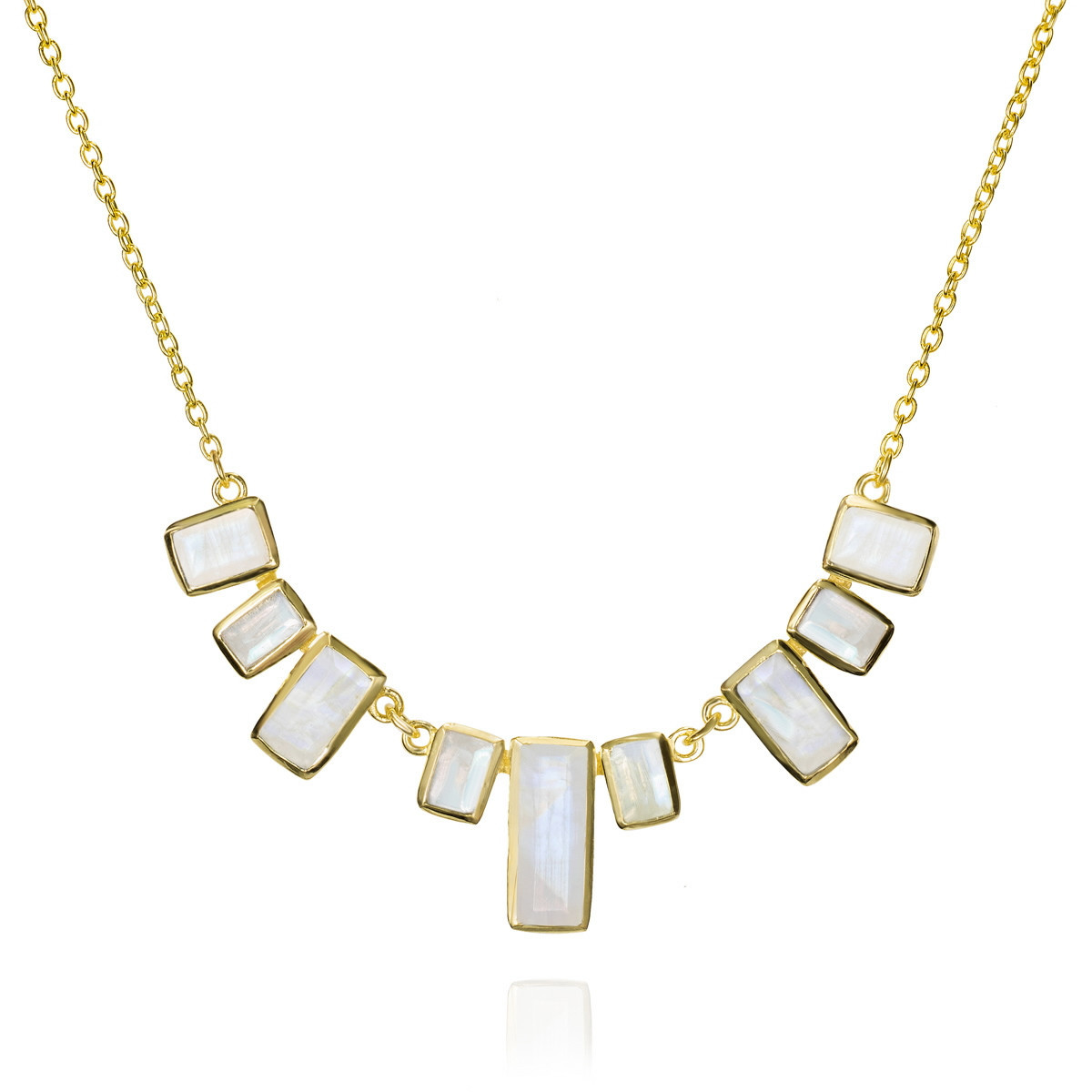 Collar skyline con espectrolita en plata de ley bañada en oro 18k