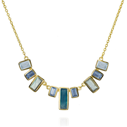 Collar skyline multicolor en plata de ley bañada en oro 18k