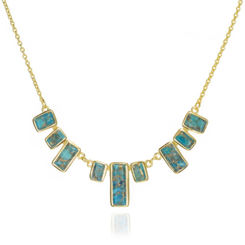 Collar skyline con turquesa en plata de ley bañada en oro 18k