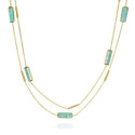 Collar largo con amazonita en plata de ley bañada en oro 18k