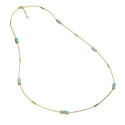 Collar largo con amazonita en plata de ley bañada en oro 18k