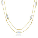 Collar largo con espectrolita en plata de ley bañada en oro 18k