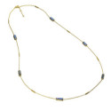 Collar largo con labradorita en plata de ley bañada en oro 18k