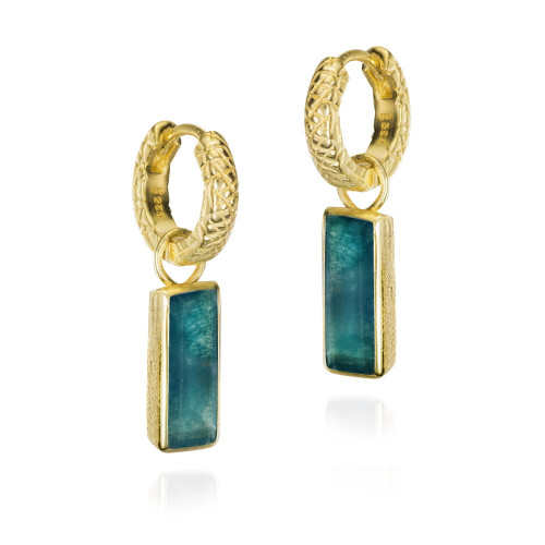 Pendientes de aro con apatita en plata de ley bañada en oro 18k