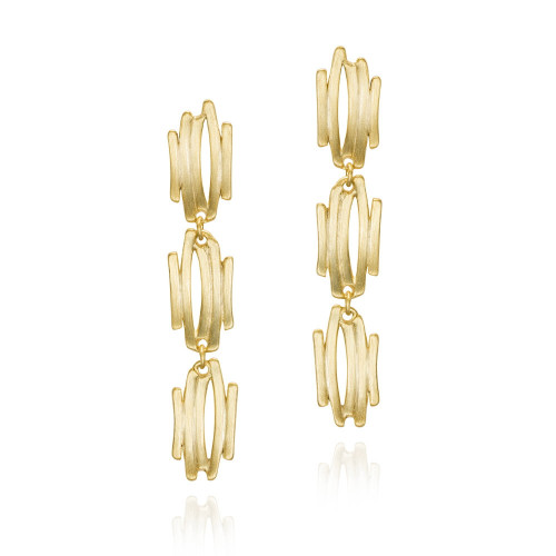 Long 18k Gold Vermeil Irregular Earrings