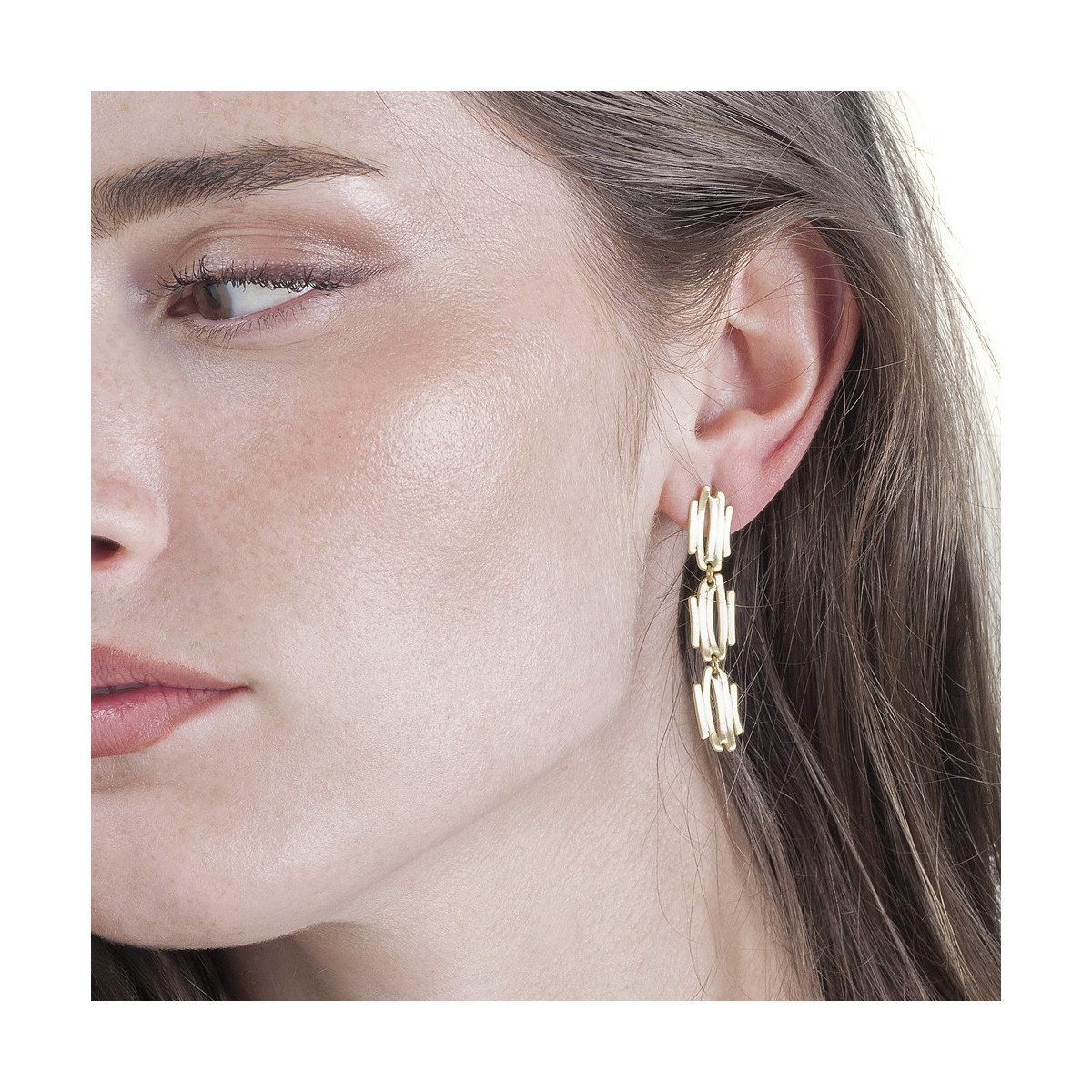 Long 18k Gold Vermeil Irregular Earrings