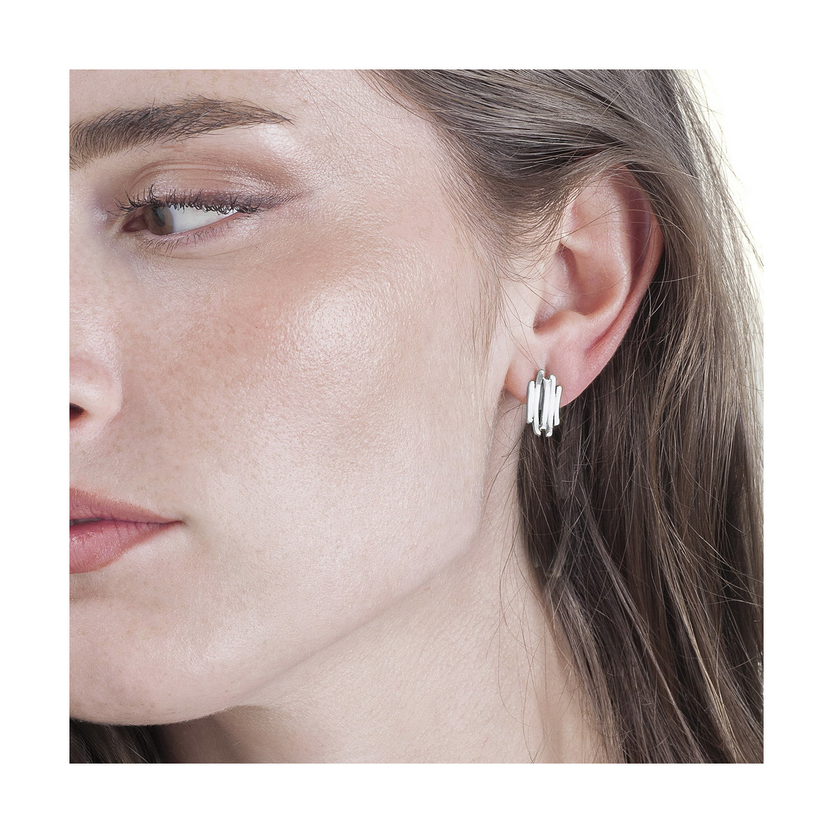 Pendientes midi de plata de ley motivo irregular