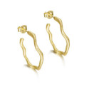 Pendientes de aro irregular plata de ley con baño de oro 18k