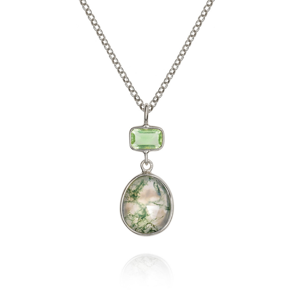 Moss agate pendant in sterling silver