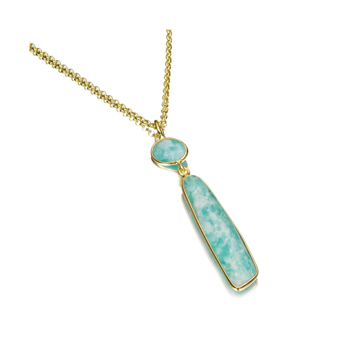 Pendant with oval amazonite in sterling silver with 18k gold vermeil