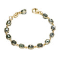 Geometric bracelet with moss agate in sterling silver with 18k gold vermeil