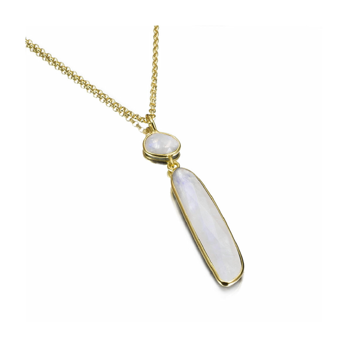 Colgante con espectrolita ovalada de plata con baño de oro 18k