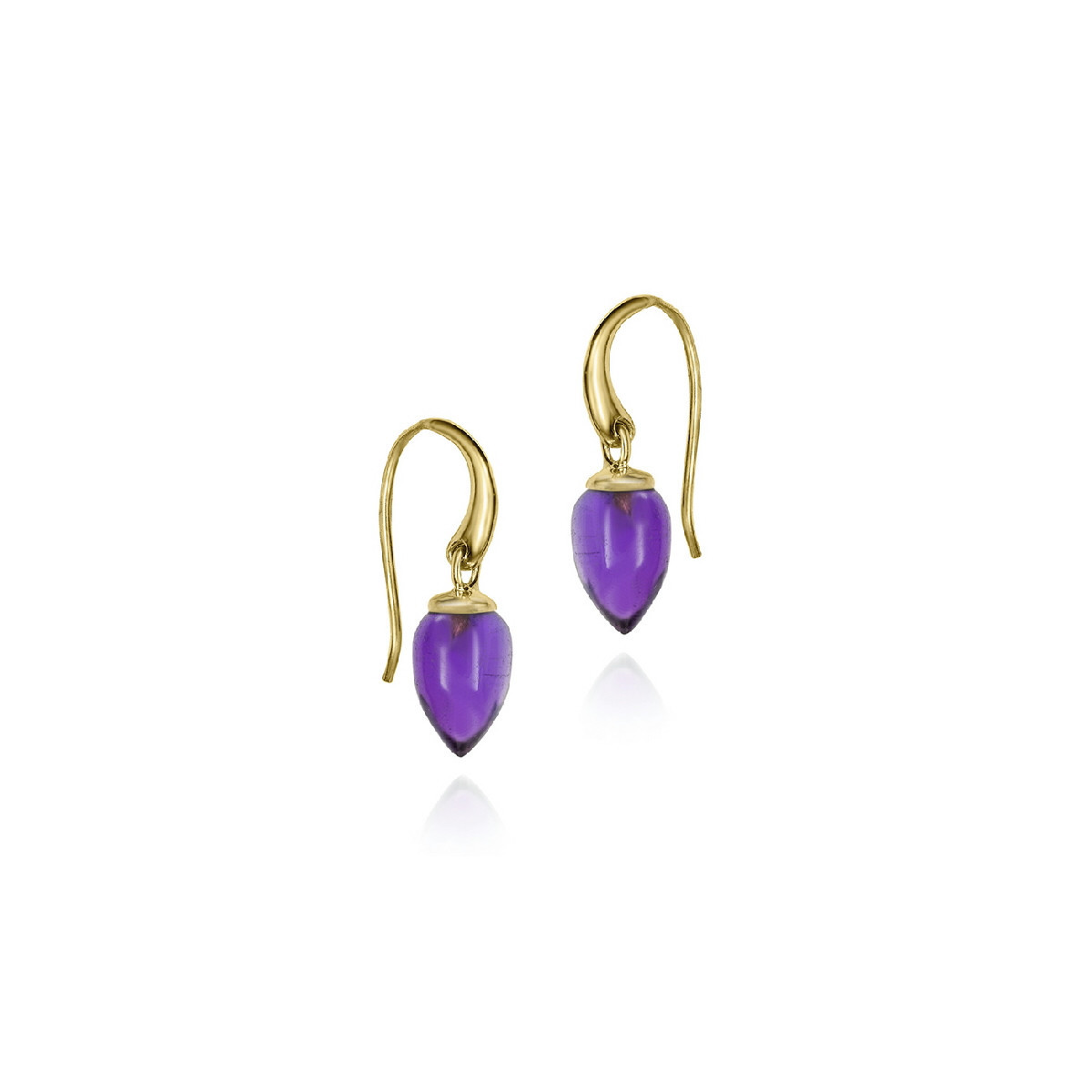 Hook earring with amethyst in sterling silver with 18k gold vermeil