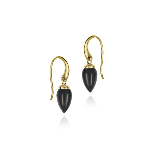 Hook earring with black onyx in sterling silver with 18k gold vermeil