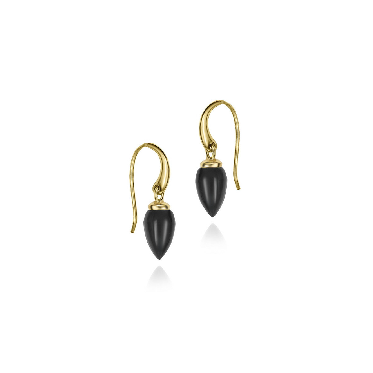 Hook earring with black onyx in sterling silver with 18k gold vermeil