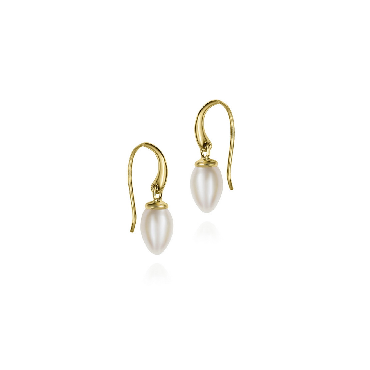 Hook earring with pearl in sterling silver with 18k gold vermeil