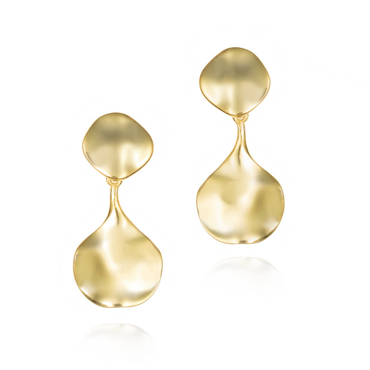 Long organic drop earrings in sterling silver with 18k gold vermeil