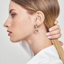Pendientes largos de gotas orgánicas de plata con baño de oro 18k