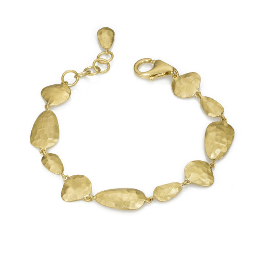 Hammered organic design bracelet in 18k gold vermeil sterling silver