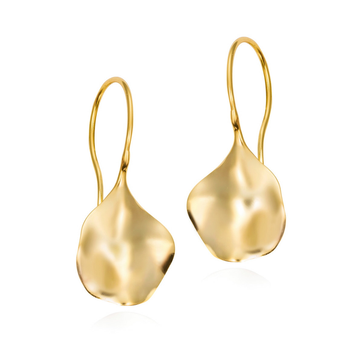 Pendientes midi de gancho de gotas orgánicas de plata con baño de oro 18k