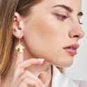 Pendientes midi de gancho de gotas orgánicas de plata con baño de oro 18k