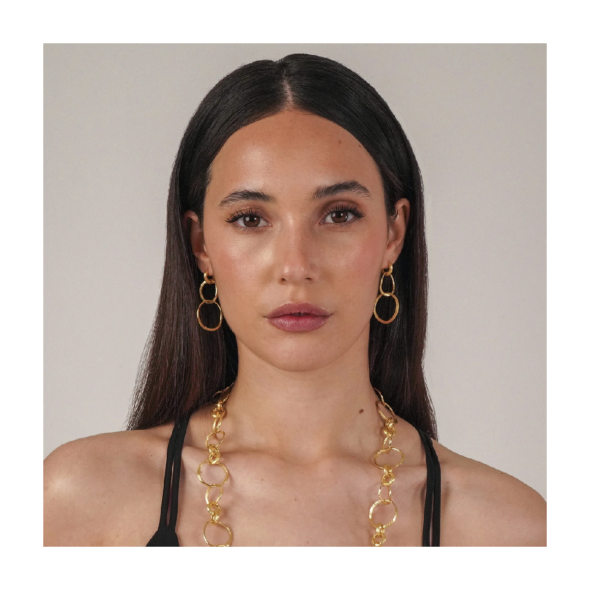 Pendientes de aro en plata de ley con baño de oro