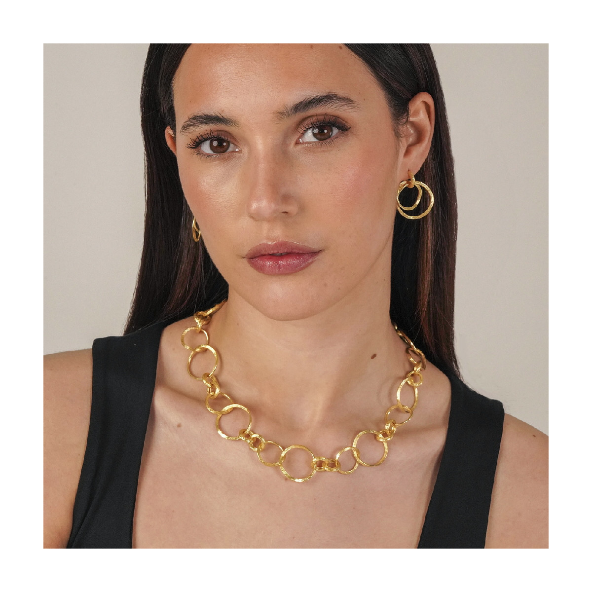 Pendientes de aro en plata de ley con baño de oro