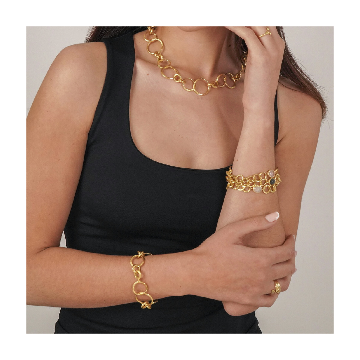 Mixed link bracelet in sterling silver with 18k gold vermeil