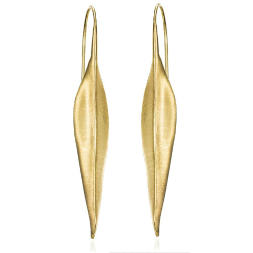 Pendientes de gancho con hoja de plata con baño de oro 18k