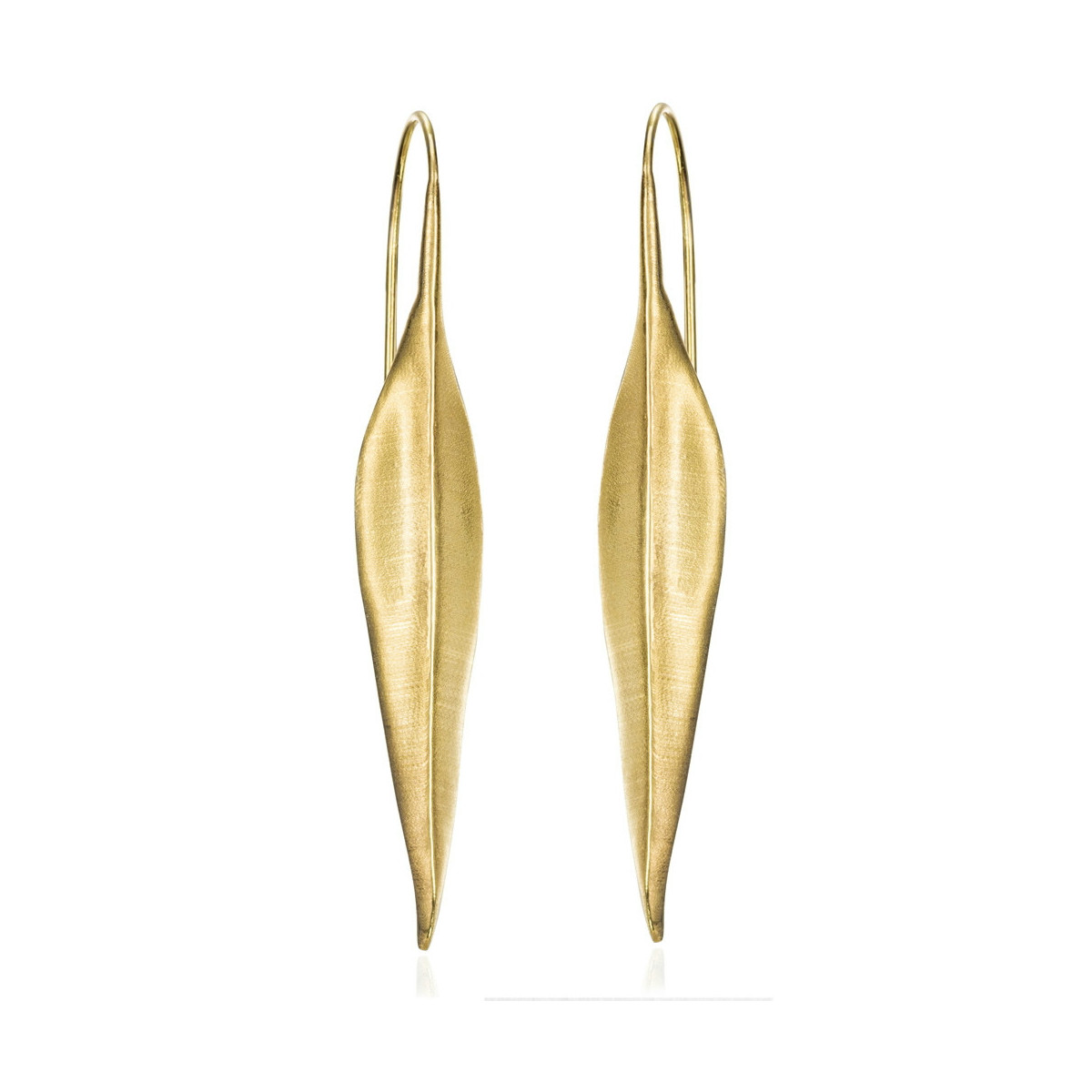 Hook earrings with leaf in sterling silver with 18k gold vermeil