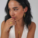 Hook earrings with leaf in sterling silver with 18k gold vermeil