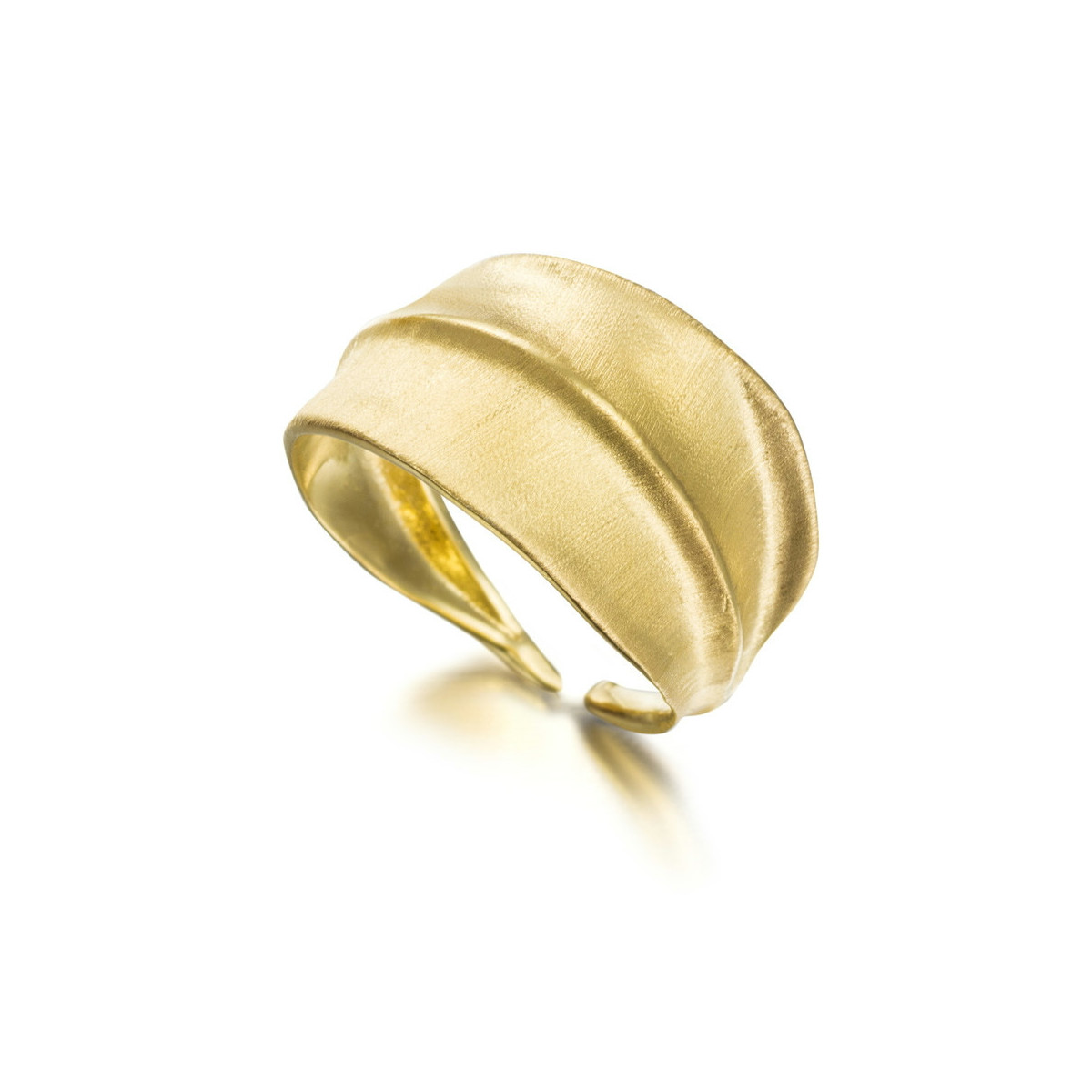 Anillo de hoja en plata de ley 925 con baño de oro 18k