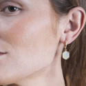 Pendiente de aro con espectrolita hexagonal de plata con baño de oro 18k