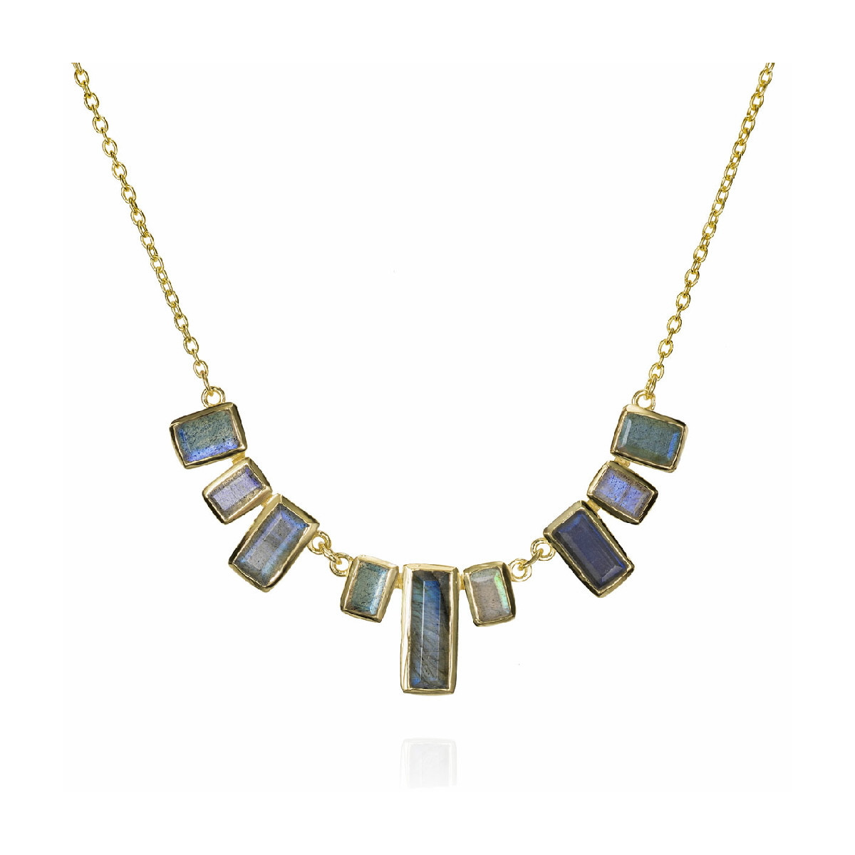 Collar skyline con labradorita de plata de ley con baño de oro 18k