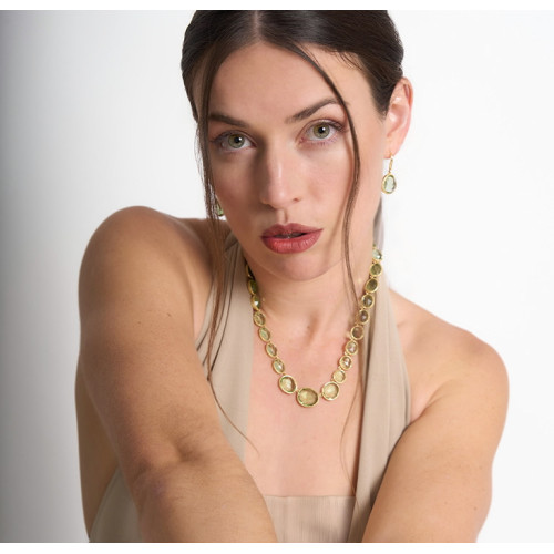 Collar con amatista verde en plata de ley con baño de oro de 18k