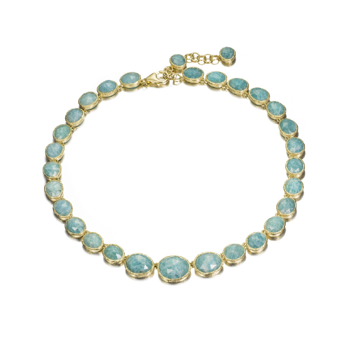 Necklace with faceted amazonite in sterling silver with 18k gold vermeil