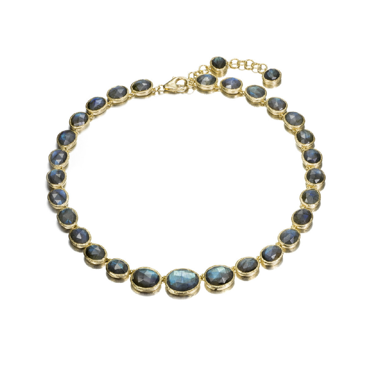 Collar con labradorita tallada en plata de ley con baño de oro de 18k