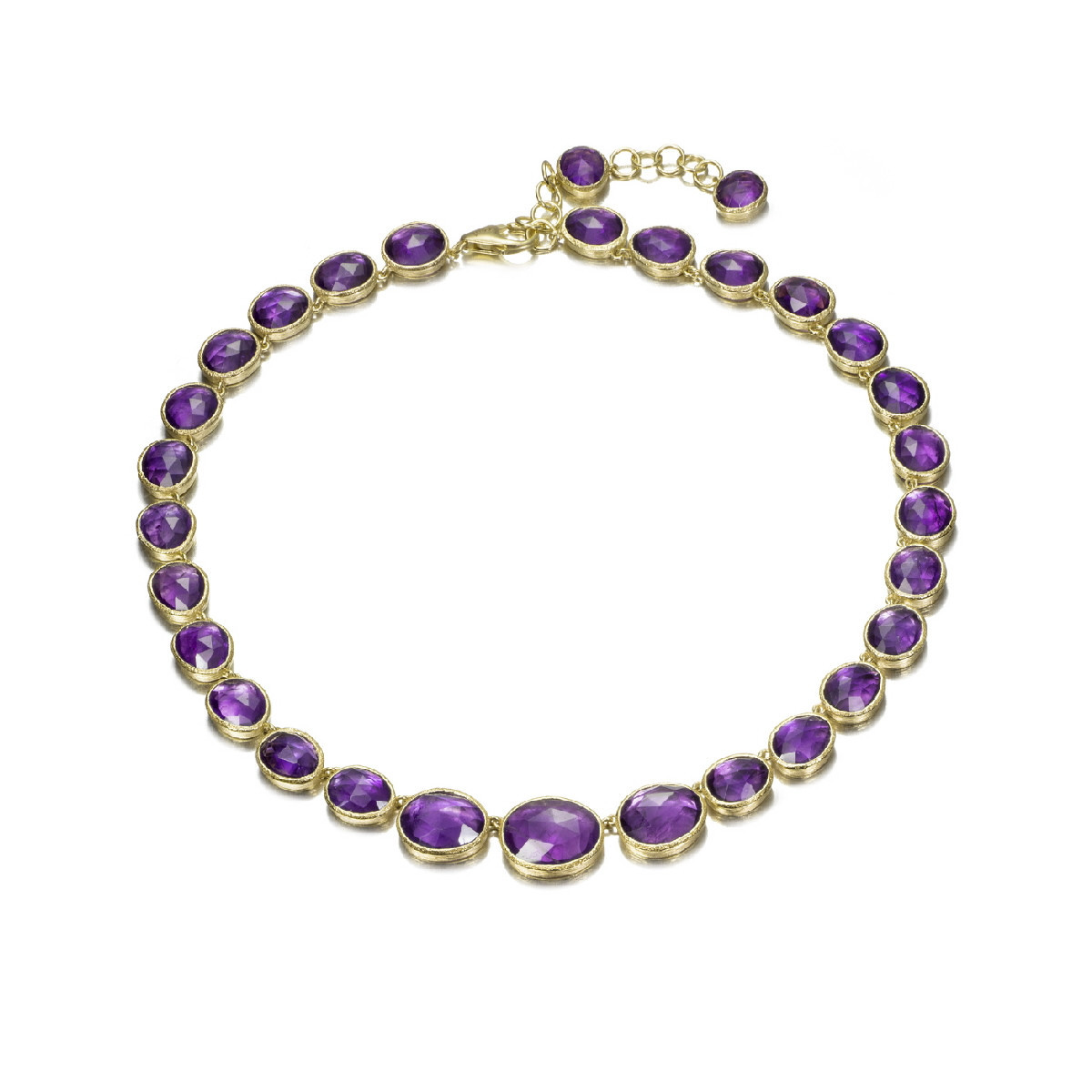 Collar con amatista en plata de ley con baño de oro de 18k