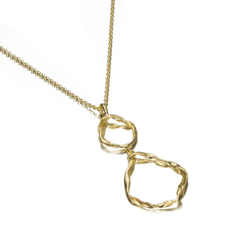 Colgante irregular de dos eslabones de plata con baño de oro 18k