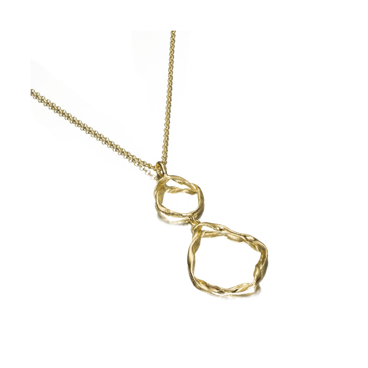 Irregular two-link pendant in sterling silver with 18k gold vermeil