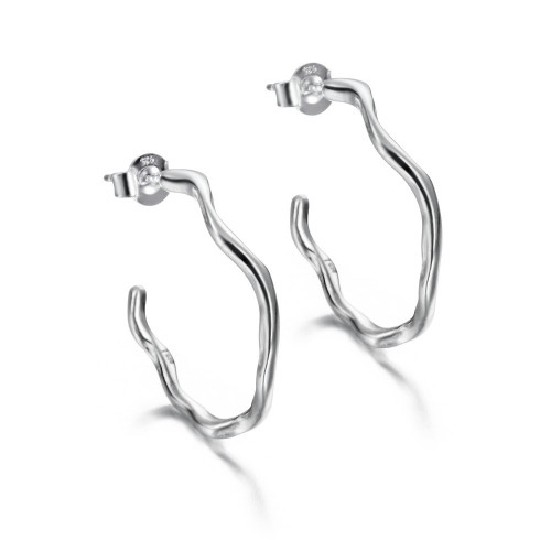 Irregular hoop earrings in sterling silver 925