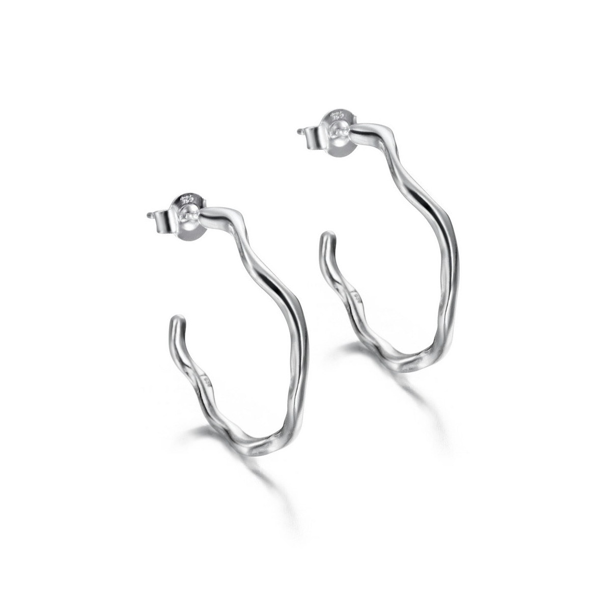 Pendientes de aro irregular de plata de ley 925
