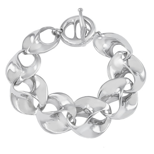 Large link bracelet in sterling silver