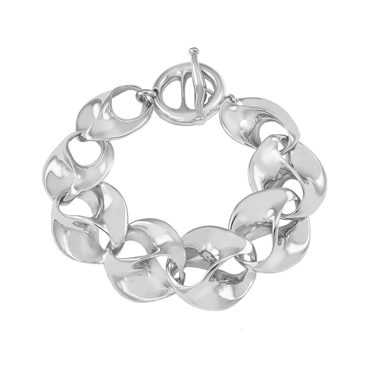 Large link bracelet in sterling silver