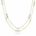 Long necklace with rainbow moonstone in sterling silver with 18k gold vermeil