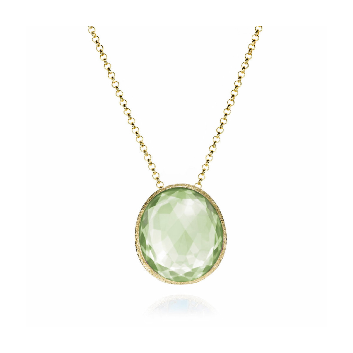 Colgante con amatista verde en plata de ley con baño de oro de 18k