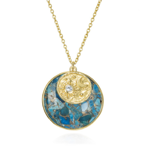 Turquoise necklace in 18k gold vermeil sterling silver