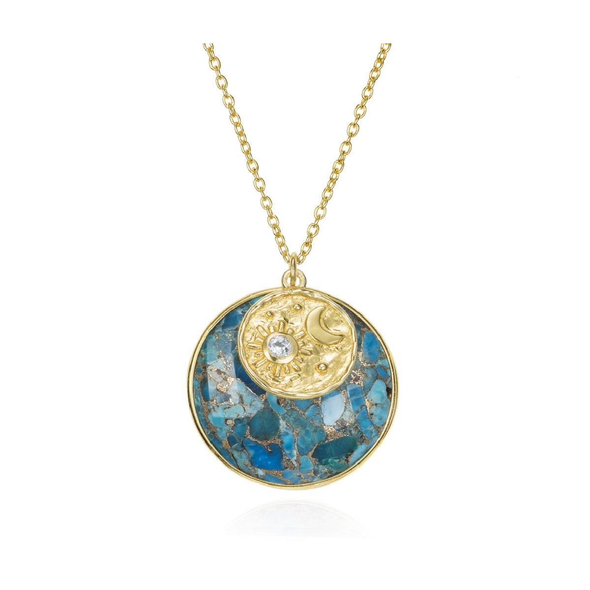 Turquoise necklace in 18k gold vermeil sterling silver