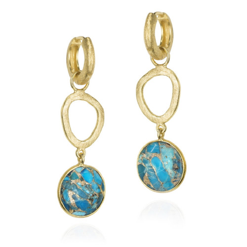 Long turquoise earrings in 18k gold vermeil sterling silver